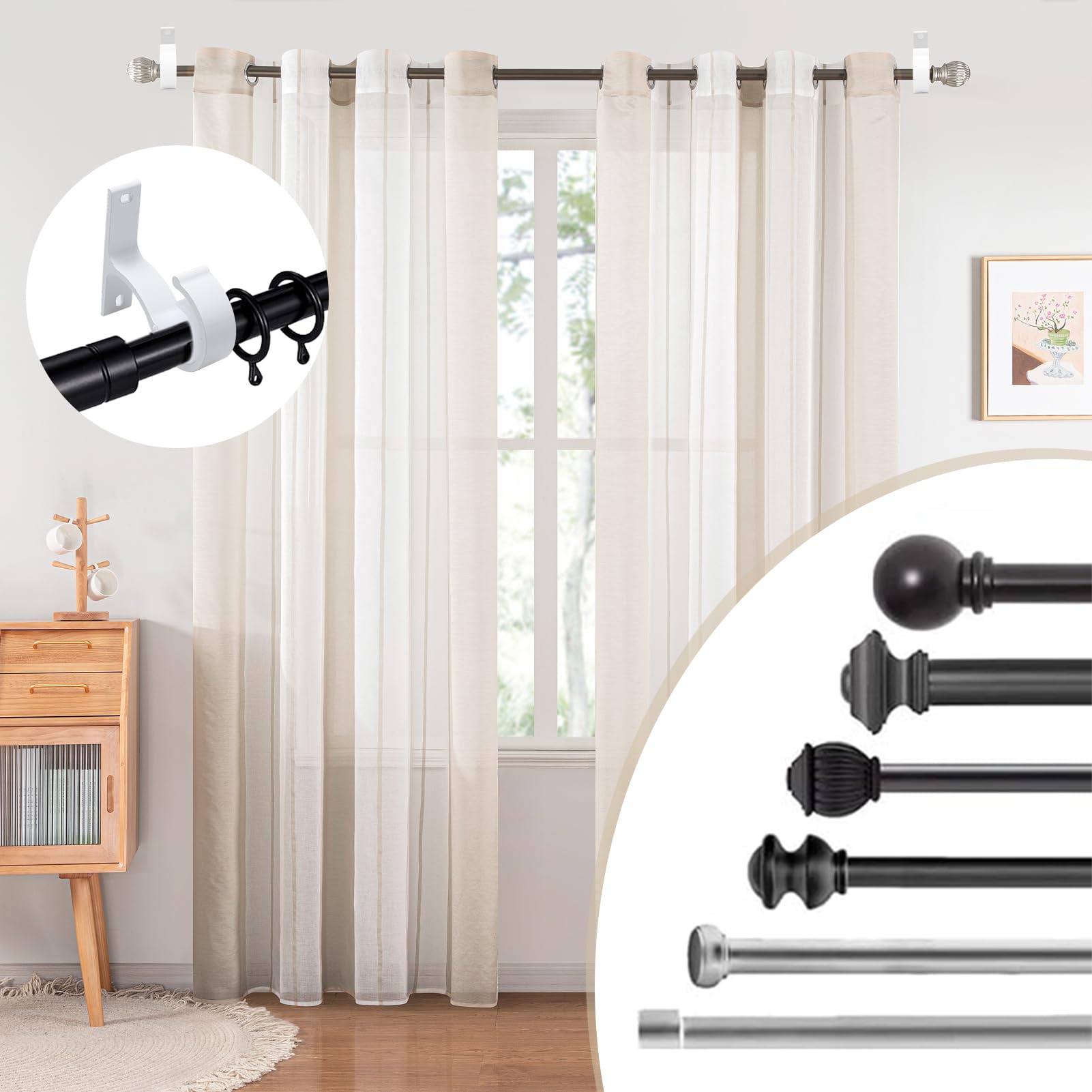 2 Pièces Supports De Tringle Rideaux, Crochets À Draperie 25-28Mm, Support À Rideaux Pour