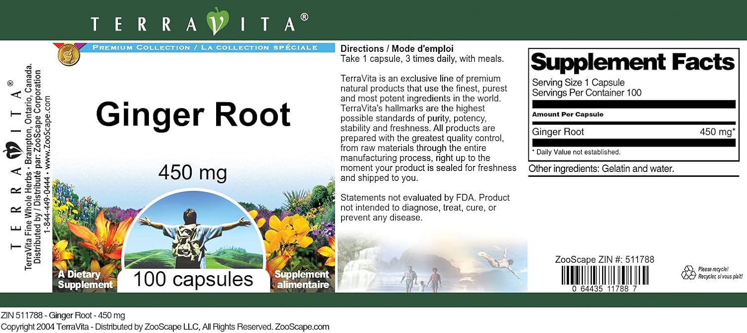 Ginger Root - 450 mg (100 Capsules, ZIN: 511788) - 3 Pack