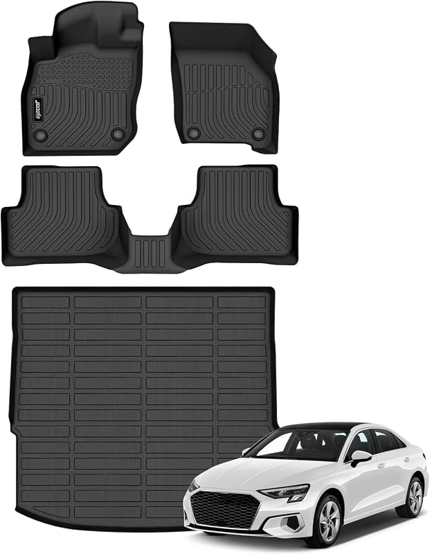 Kit de Tapetes Automotivos em TPE para Audi A3 2022–2025, Cabine e Porta-Malas, Preto
