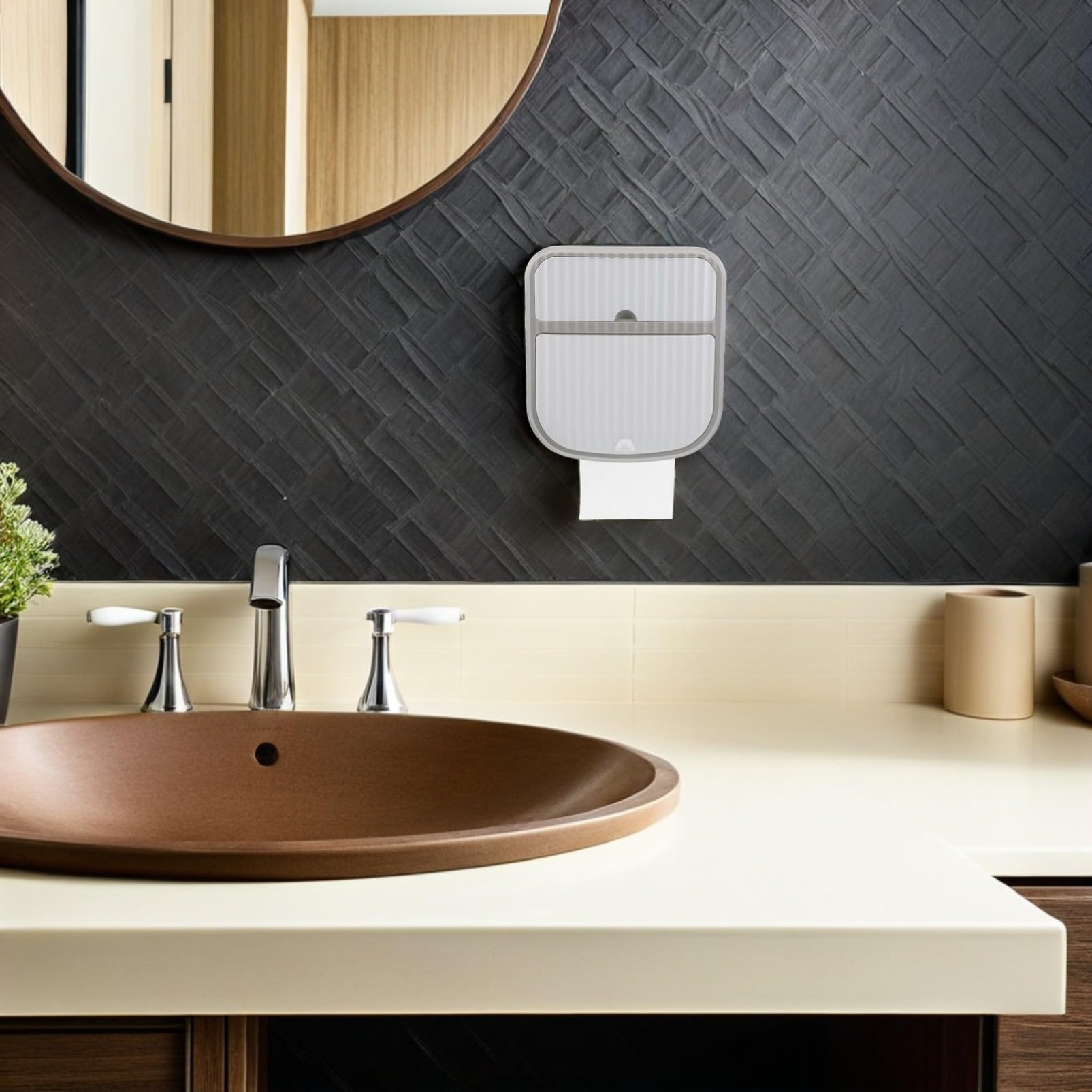 Dispenser Igienica da Parete Rotolo e Fazzoletti Bianco per Bagno Moderno Facile Pulizia e Organizzazione