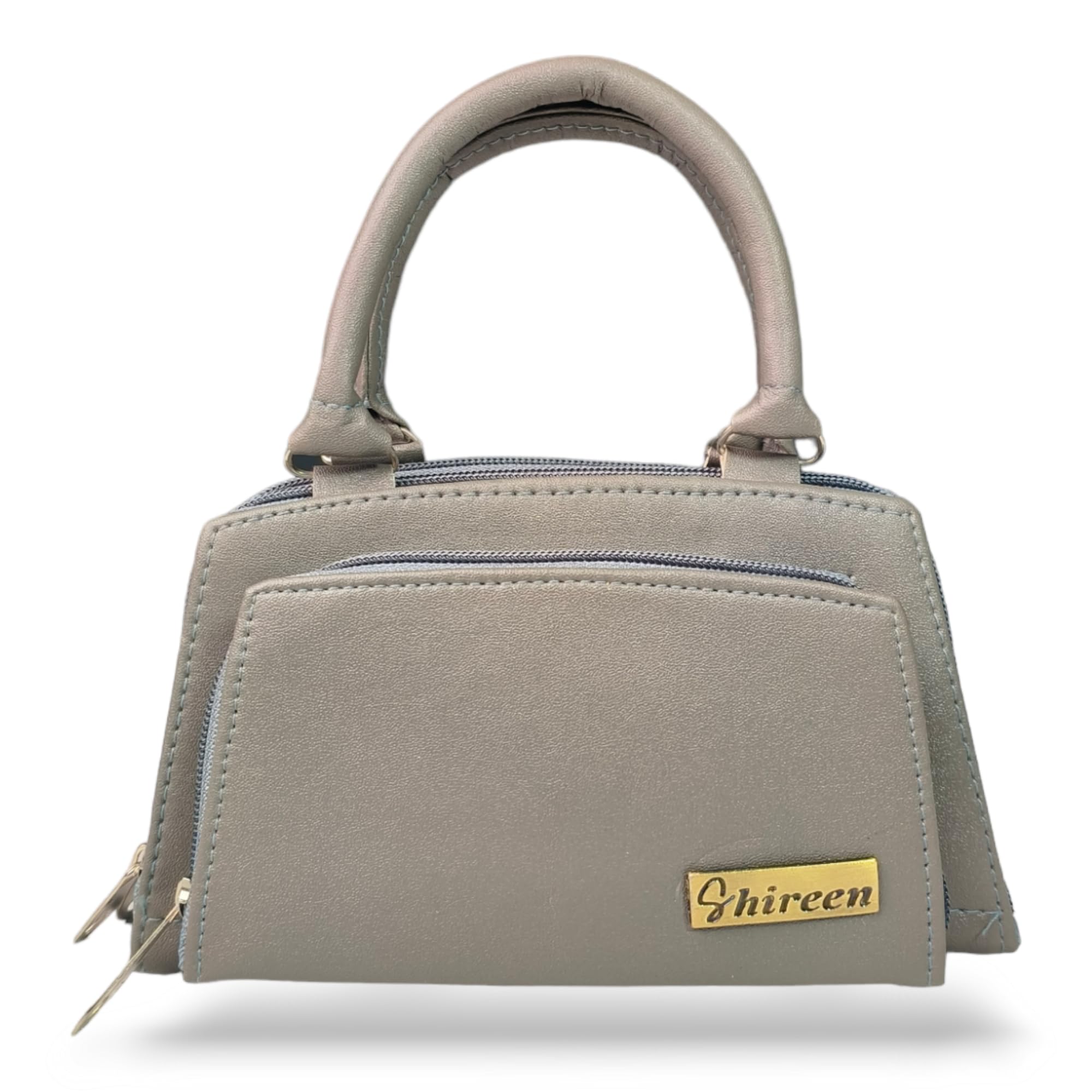 Shireen Solid Finish Top Handle Handbag For Women Small With 5 Pockets | Hand Held Handbag For Girls And Womens (Grey) (B0CHPKZHCS) Amazon Price History, Amazon Price Tracker