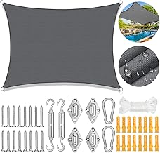 Sun Shade Sail Rectangular Waterproof Waterproof Fixing Set for Garden Patio Camping Outdoor