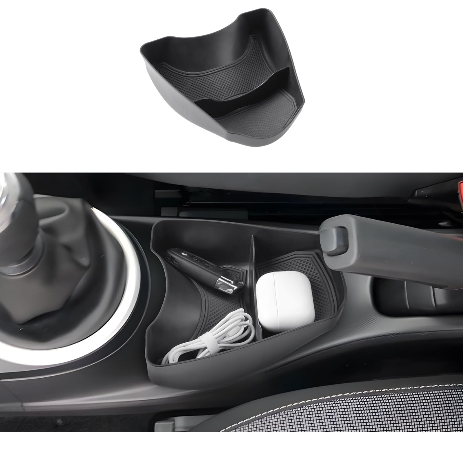 GAFAT Kompatibel mit Renault Twingo 3 2014-2023 2024 Mittelkonsole Aufbewahrungsbox, Twingo 3 Organizer Tray Unten die Mittelkonsole, Mit Rutschfeste Matten, 3M-Klebeinstallation