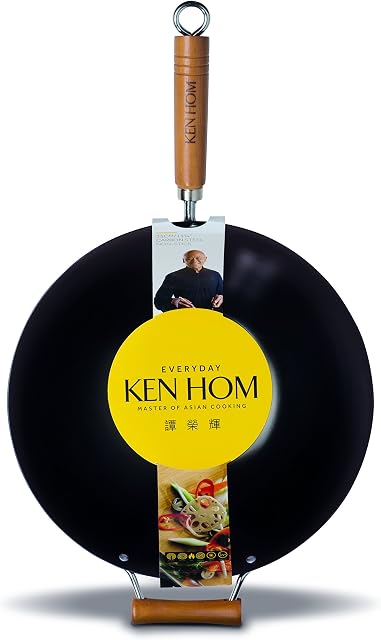 Ken Hom Everyday Range Non-Stick Wok, Carbon Steel, Black, 35 cm