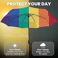 Vista 50 de Rain-Mate Paraguas compactos resistentes al viento para la lluvia, diseño de costilla de fibra de vidrio reforzada fuerte y apertura y cierre 1.Negro