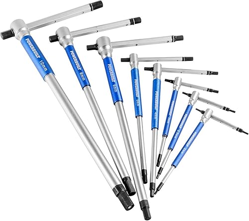 Miniatura 5 de Juego de 8 llaves hexagonales con mango en T y mangas de velocidad para acción de giro rápido mango superior deslizante para forma T o L ejes largos