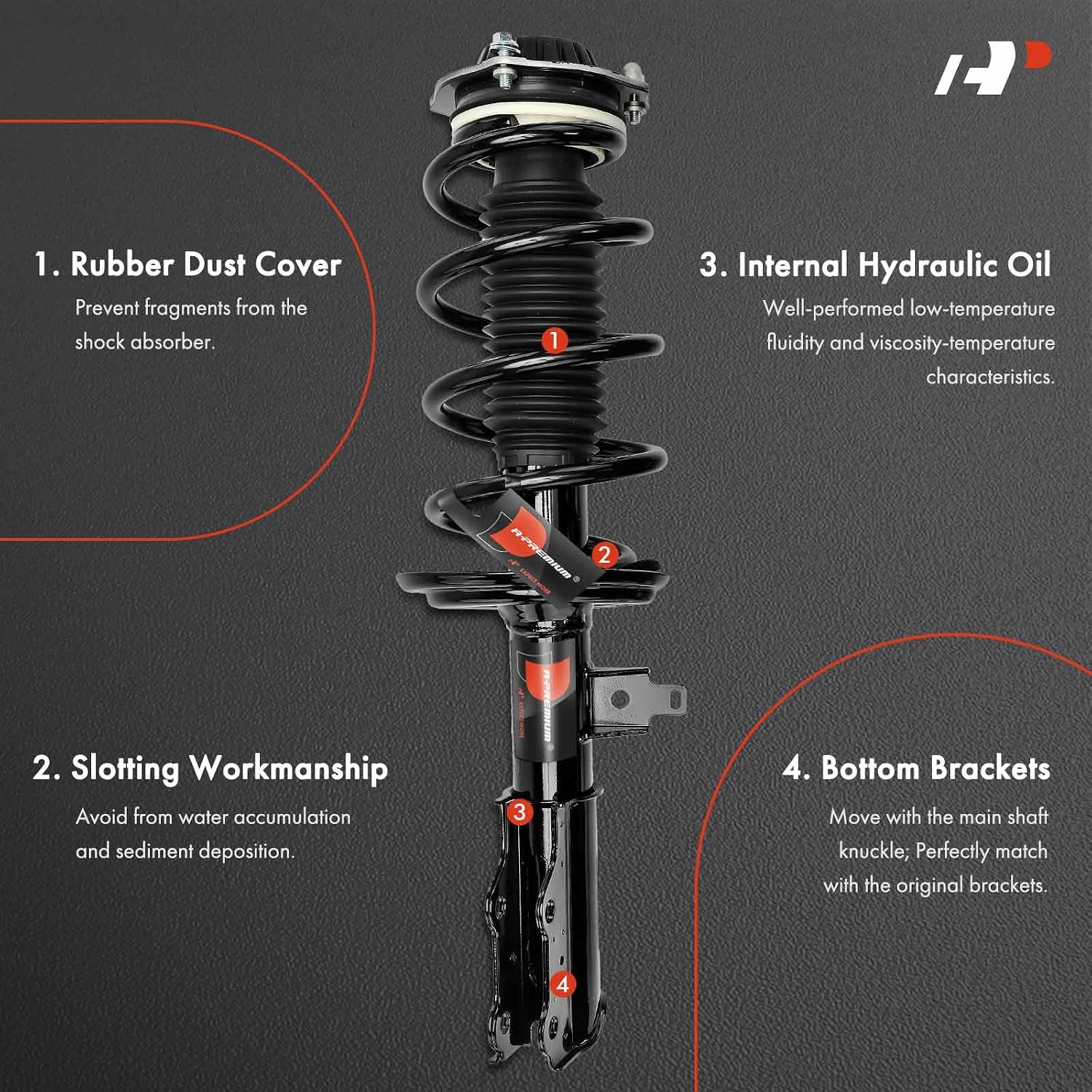 A-Premium Front Struts Compatible with Chevrolet Blazer 2019-2022 [AWD], Blazer 2023 [4WD], w/ 18" Wheels - 2x Replacement Suspension Complete Strut Assembly Shock with Coil Spring