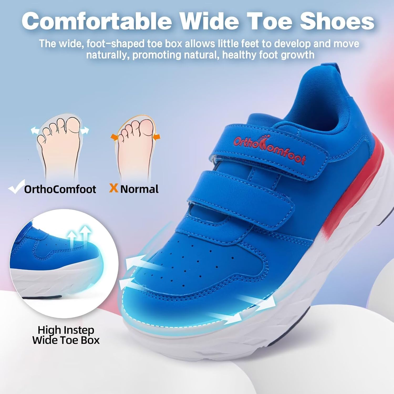 Boys Kids Orthopedic Tennis Shoes: Wide Toe Box Comfortable Casual Arch Support Plantar Fasciitis Running Sneakers, Corrective Orthotic Athletic School Sport Walking Shoes for Foot and Pain Relief - Image 4