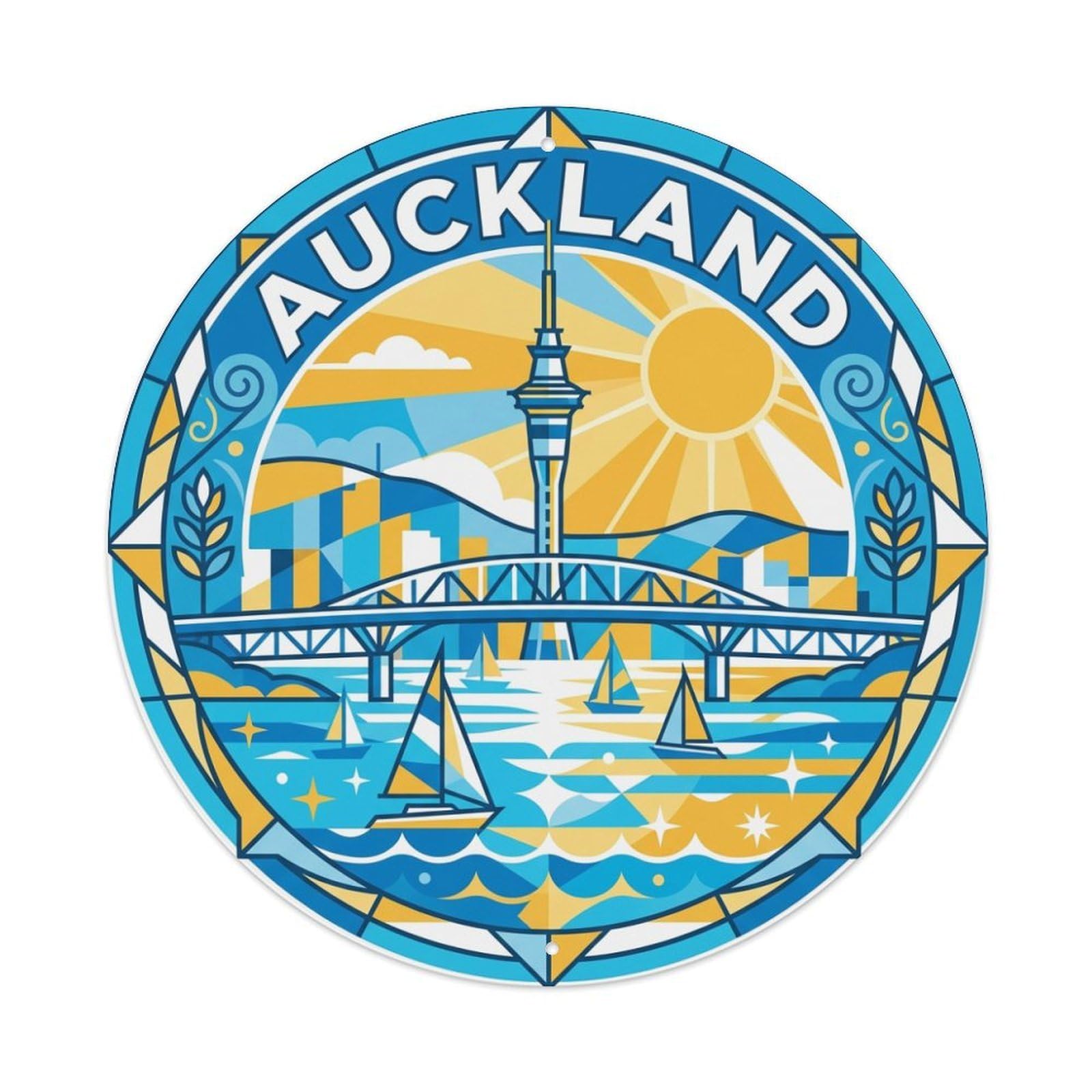 Travel Vintage New Zealand Auckland Metal Tin Sign