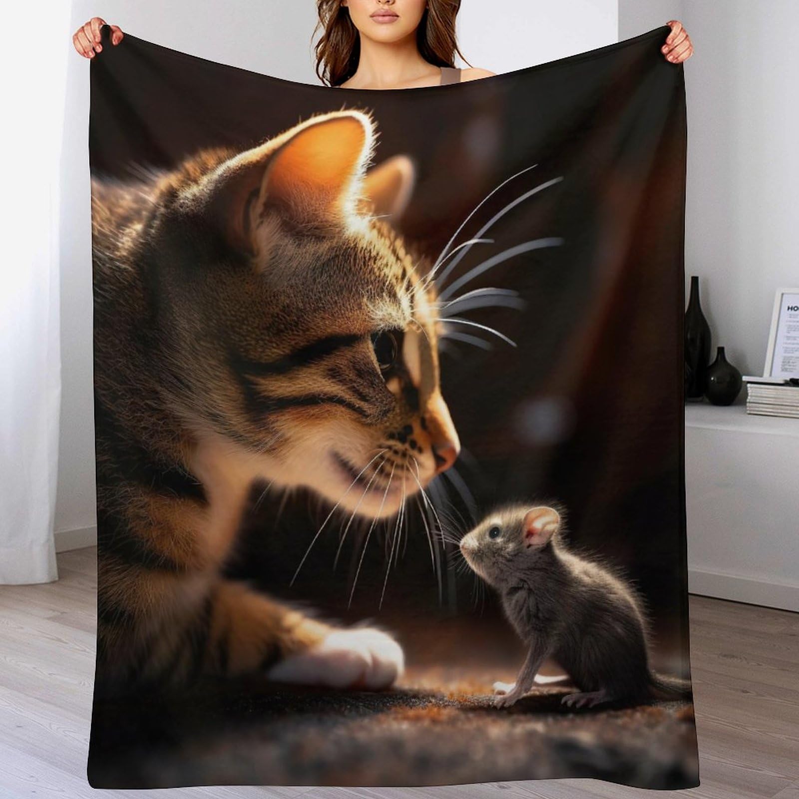 Couverture motif chat mignon en flannel pour instaurer une ambiance douce