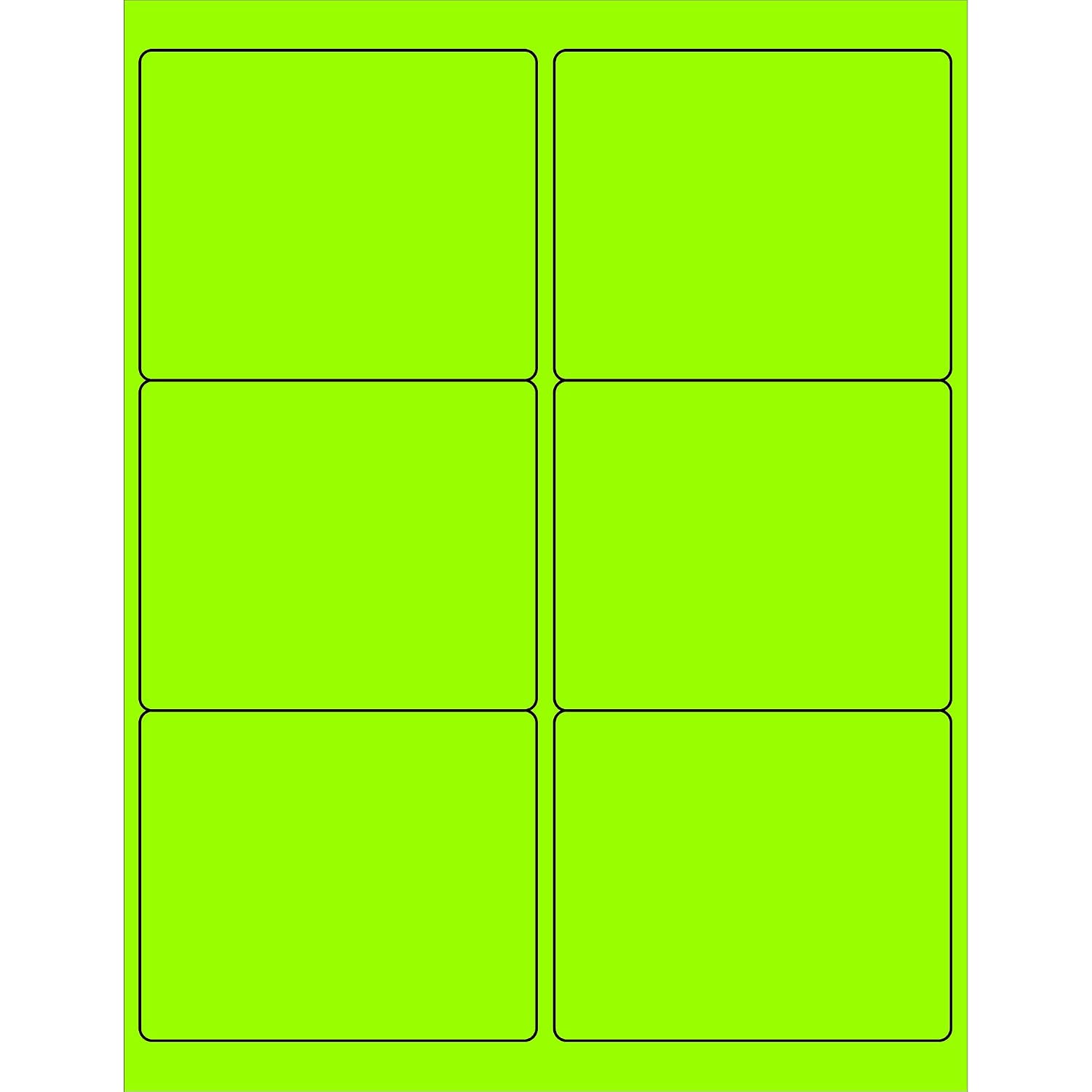 Tape Logic TLLL180GN Rectangle Laser Labels 4 x 3 1/3 Fluorescent Green (Pack of 600)