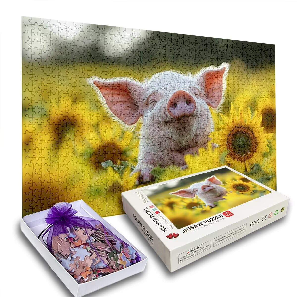 Puzzle 2000 elementów, drewniane puzzle dla dorosłych z pudełkiem na prezent, świnka puzzle dla dorosłych, puzzle dla całej rodziny, dekoracja bożonarodzeniowa, dekoracja salonu, prezenty dla kobiet