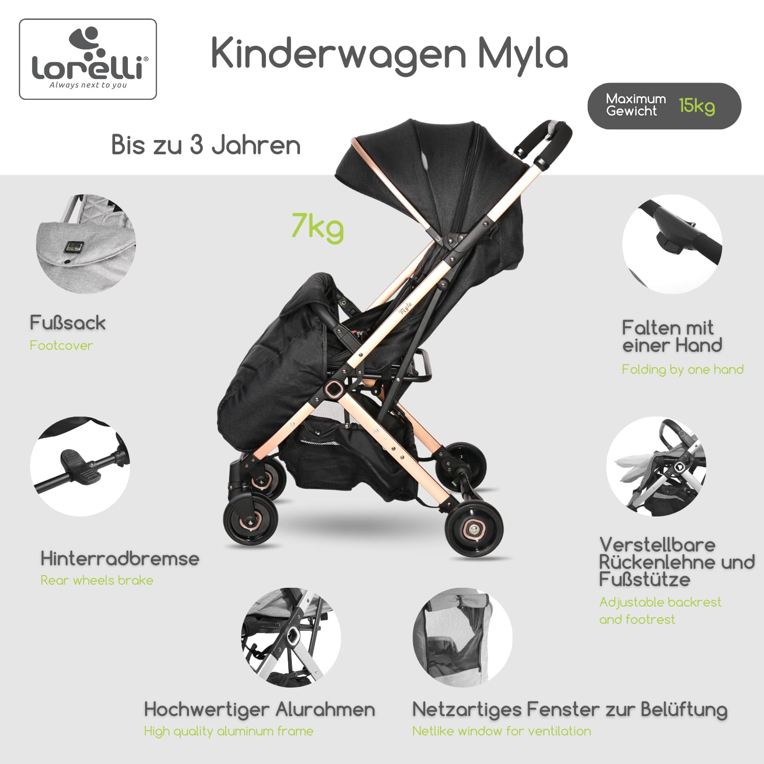 Lorelli Passeggino Myla Black