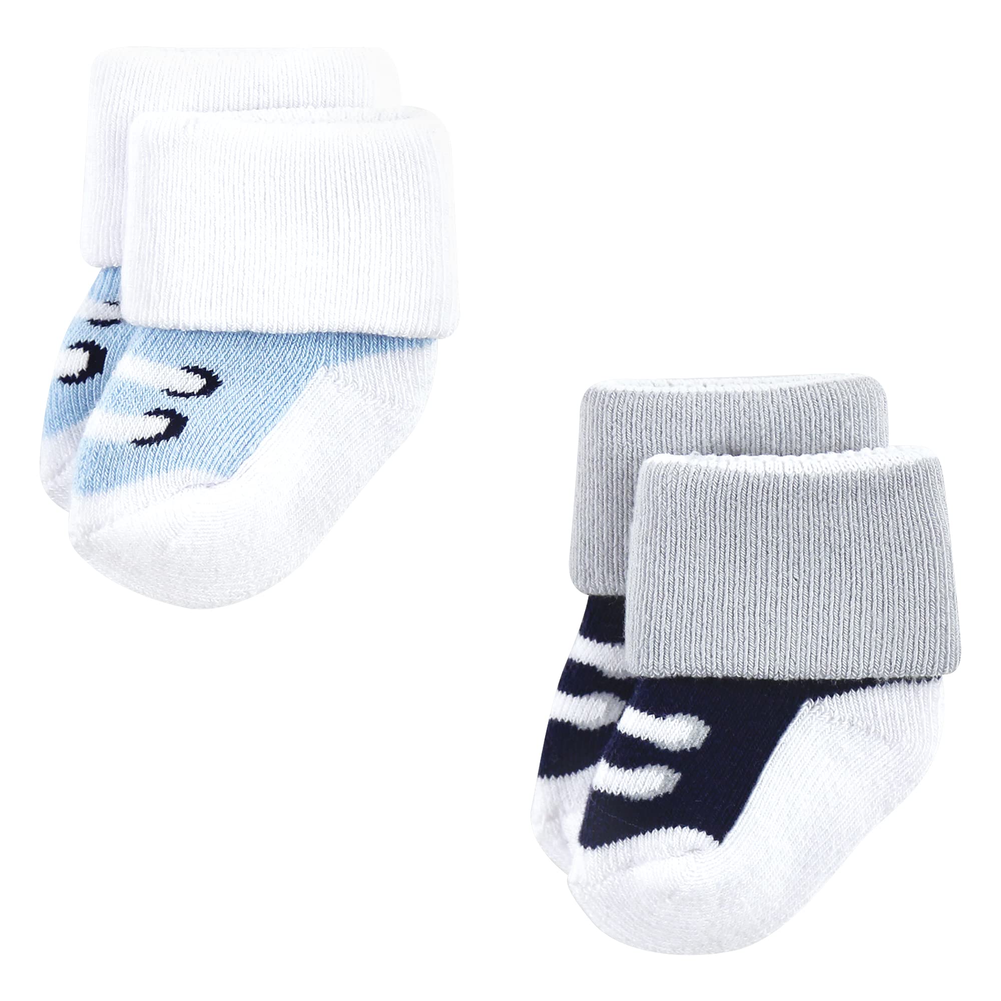 Luvable Friends Unisex Baby Marineblau, 12 Stück, Neugeborene Frotteesocken, Rot, 0-6 Monate, Red Navy Sneakers 12er-Pack