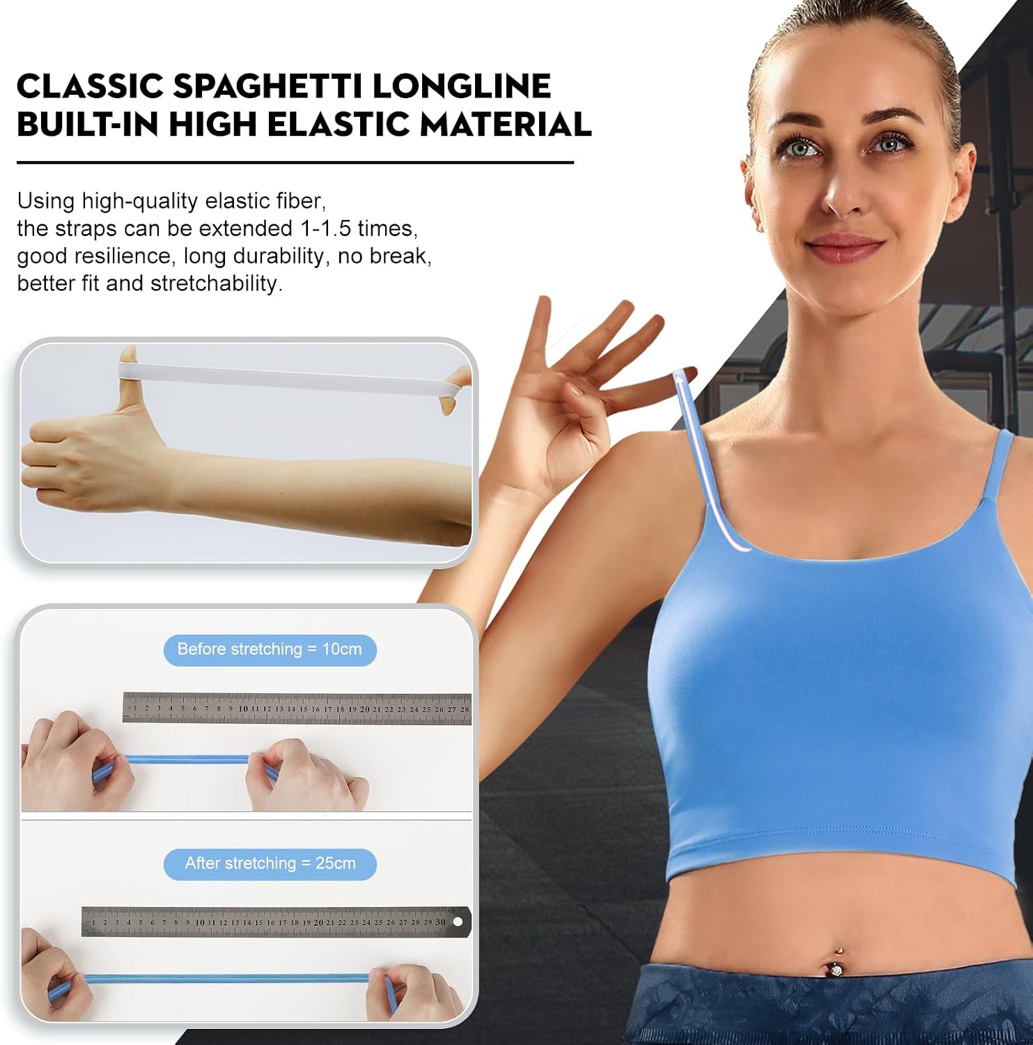 ECOPARTY Wirefree Padded Yoga Sports Bra for Women - Moisture Wicking Quick Dry Workout Crop Tank Camisole image 4
