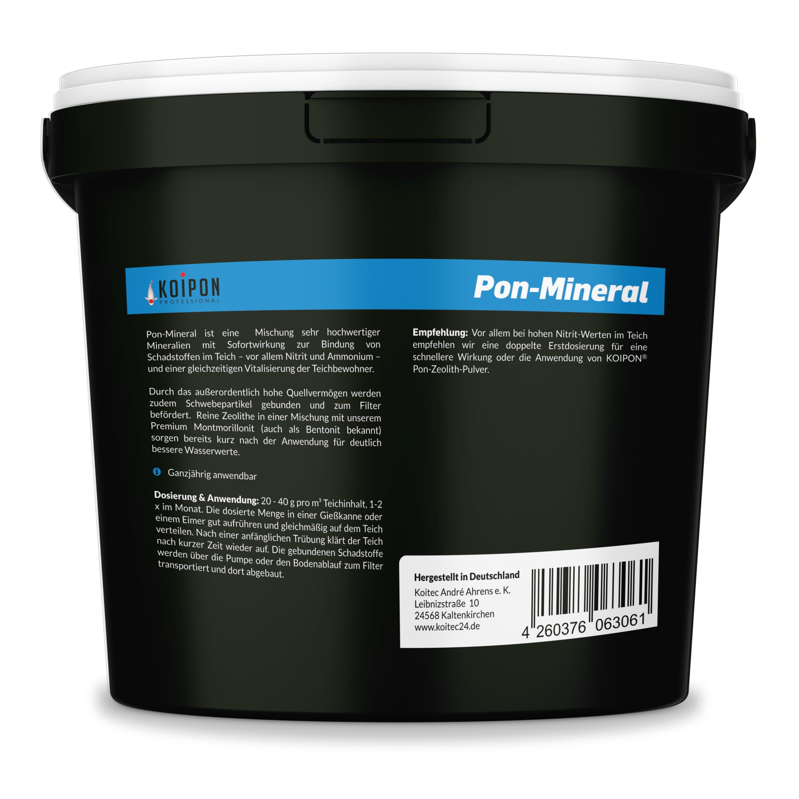 KOIPON Pon-Mineral 7,5 kg Teichmineralien für klares Wasser, senkt Nitrit | Hochwertige Teichmineralien stabilisieren das Wasser & senken Nitrit – Teichpflege für klares, gesundes Wasser