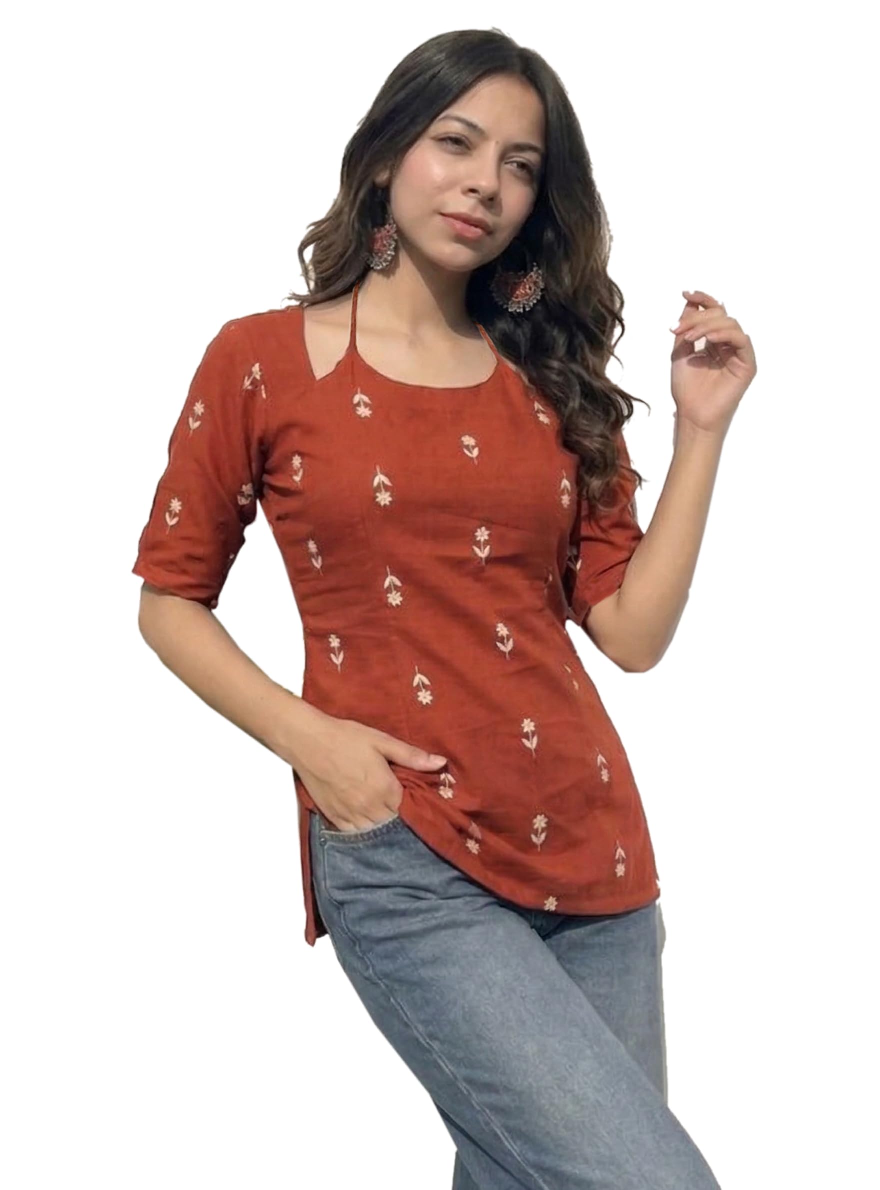 Short Kurti for Women Latest Viscose Blend Printed Ethnic Tunic | Stylish Kurti Tops with Jeans Styling | Casual Office Wear | Trendy Indian Fashion for Woman-image-40