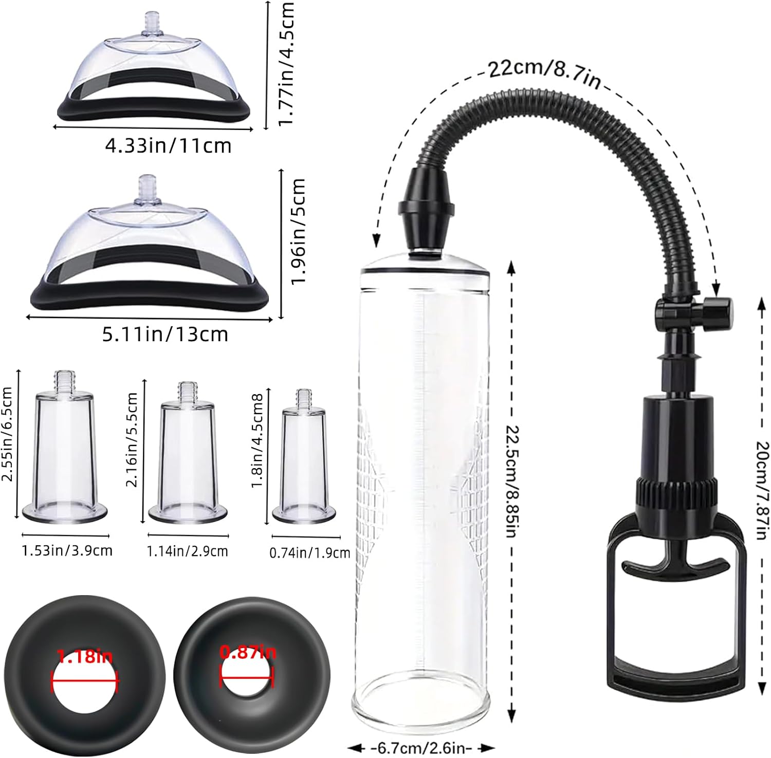 Penis Vacuum Pump Pussy Pump Set，Manual Penis Enlarger Enlargement Extend Pump Air Pressure Device, Clitoral Pump Vagina Pumps Sexual Pleasure Suckers Tools for Couples