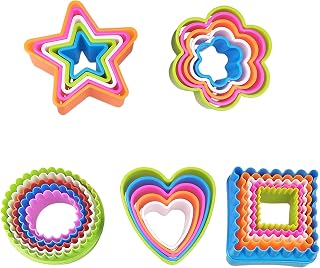 XIPEGPA 25-Piece Cookie Cutters Set - Multi-Size Hearts Stars Flowers Rounds Squares for Cookies Fondant Play-Doh Sandwiches
