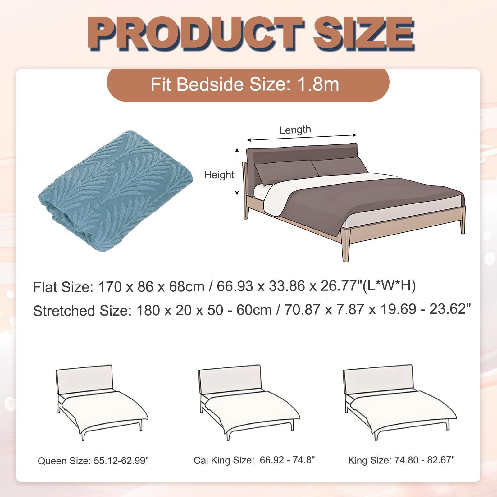 QUARKZMAN Housse De Tête De Lit Protège-Tête De Lit 180cm 1.8m Bleu