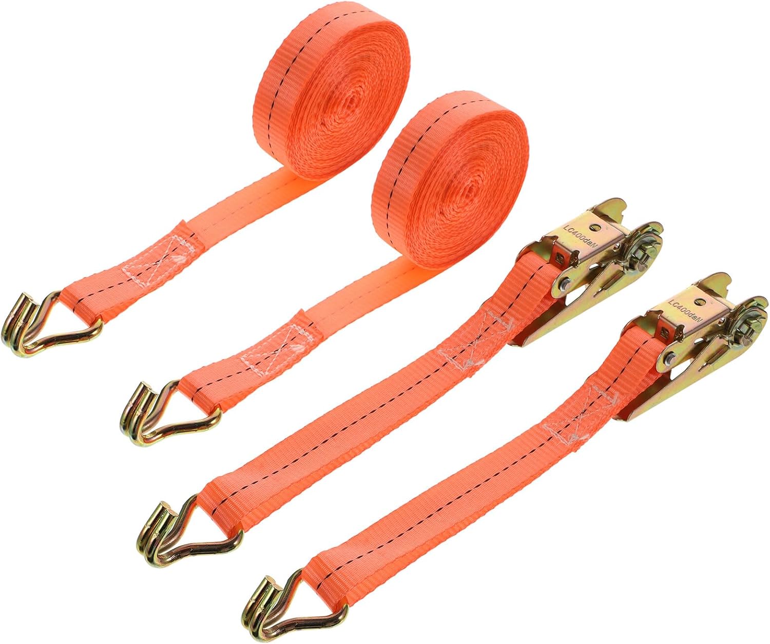 4pcs Heavy Duty Cargo Binding Belt with Steel Buckle Ratchet Tie Down Straps for Trucks Kayak Boat Trailer Luggage Securing Quick Release Wear-Resistant Tie Downs