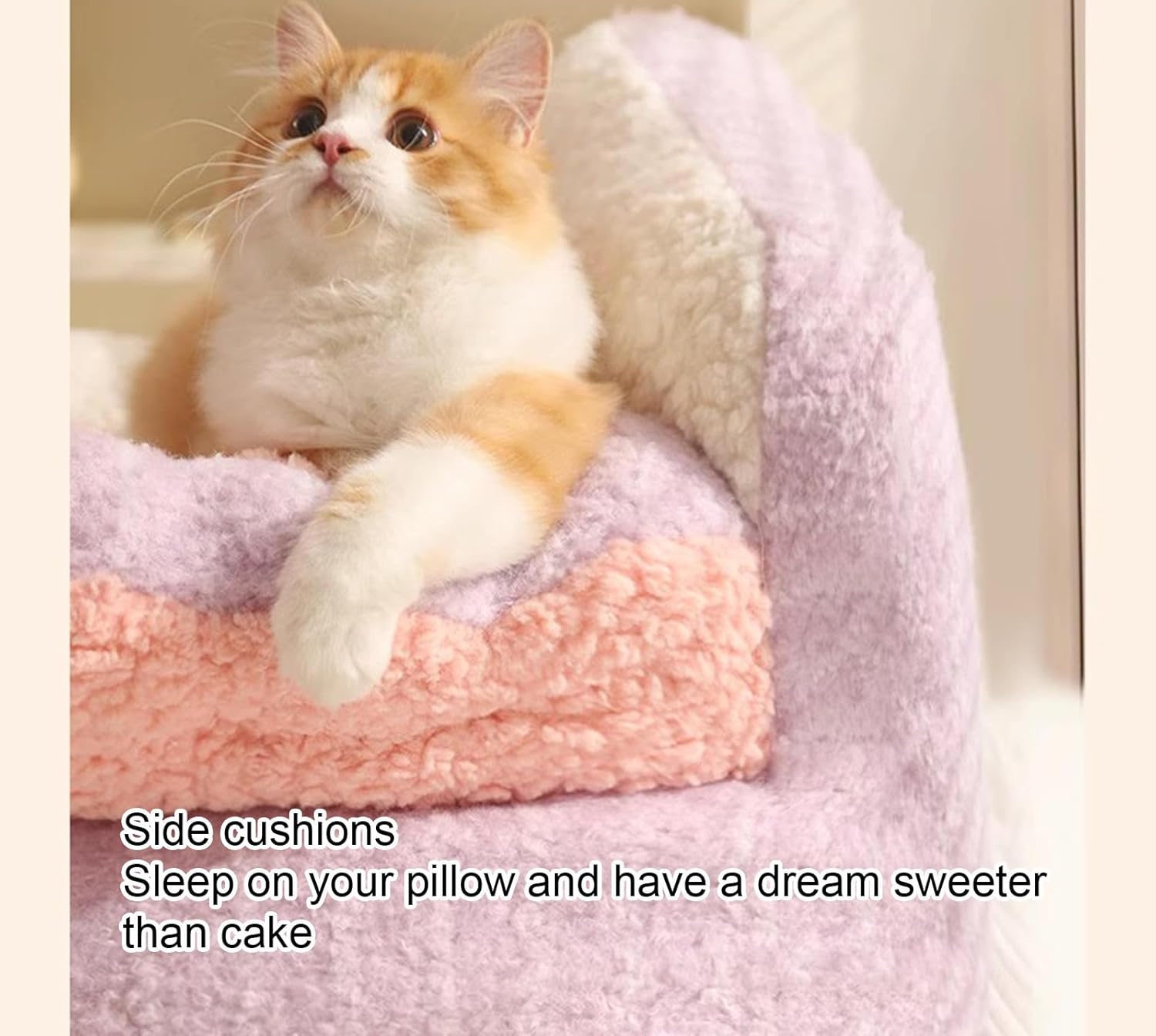 VIDECOR Fashion Cat Sofa Bed Cat Couch - Fluffy Anti-Collapse Large Cat Beds Kitty Furniture, Cloud Cat Sofas with Non-Slip Bottom Winter Gift for Kitties,B