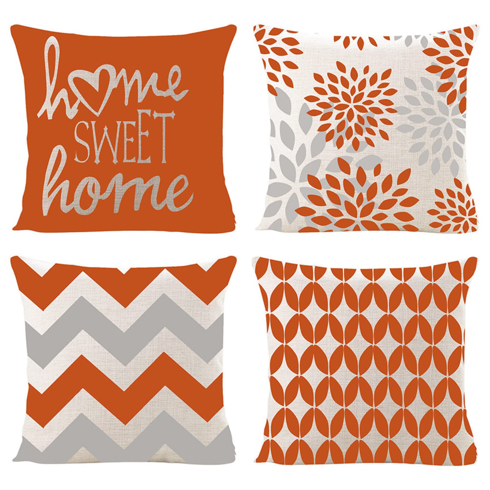 Housses de coussin de canapé lin gris orangé pour salon