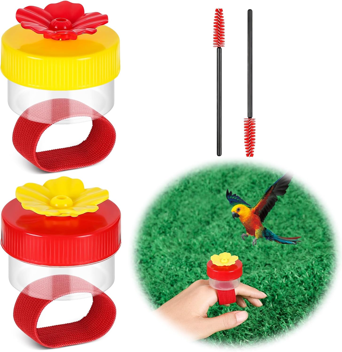Hummingbird Ring Feeders, 2 Pcs Hand Held Hummingbird Feeders with Cleaning Brush, Hand Feed Bird Feeder for Window Outdoors - Image 9