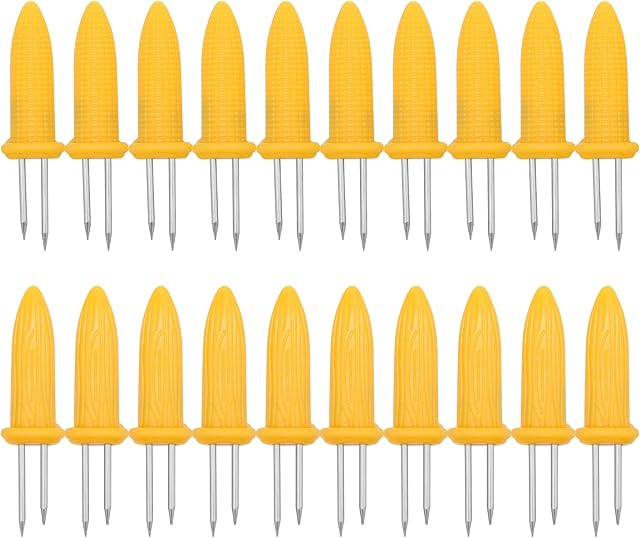 Greoer 20 Pieces Corn Cob Holders, Corn On The Cob Skewers, Skewers Stainless Steel Barbecue Tool for BBQ, Camping, Picnic, Parties