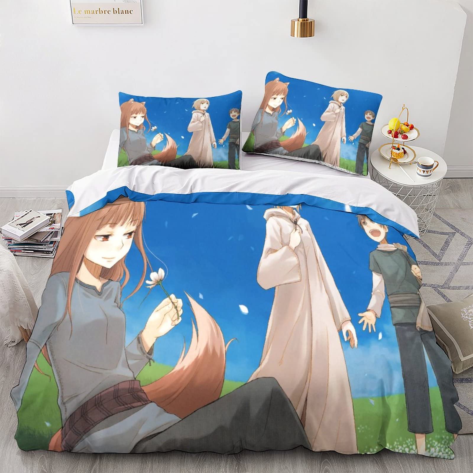 Housse de couette zippée finis les boutons cassés parure de lit anime 3 pièces 200x200