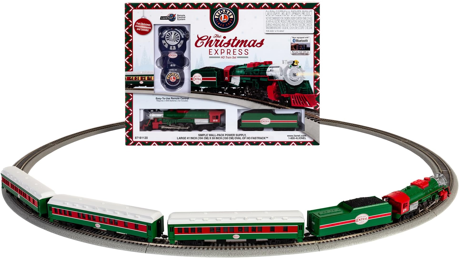 The Christmas Express Electric HO Gauge, Model Train Set with Remote and Bluetooth Capability