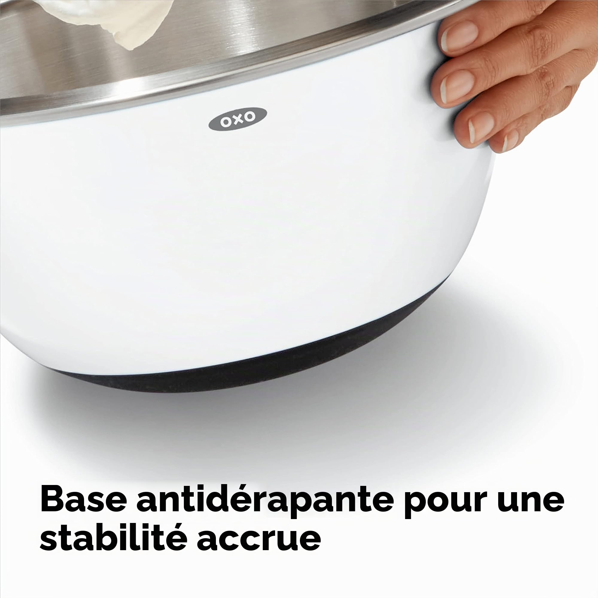 OXO Good Grips Lot de 3 bols de mixage en acier inoxydable Blanc