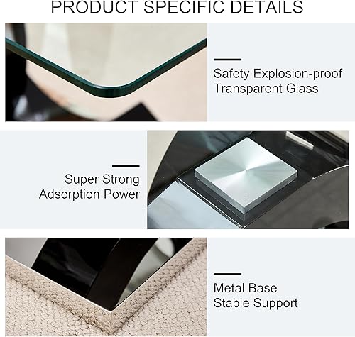Miniatura 4 de Juego de 4 mesas de comedor de cristal de 63 pulgadas para 4,5 piezas, mesa de comedor rectangular de vidrio templado de 0.39 pulgadas con sillas de