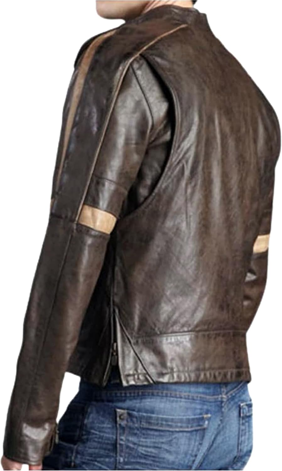Tom Cruise War of the World Jacket - Vintage Brown Leather Motorcycle Cafe Racer Jacket for Men