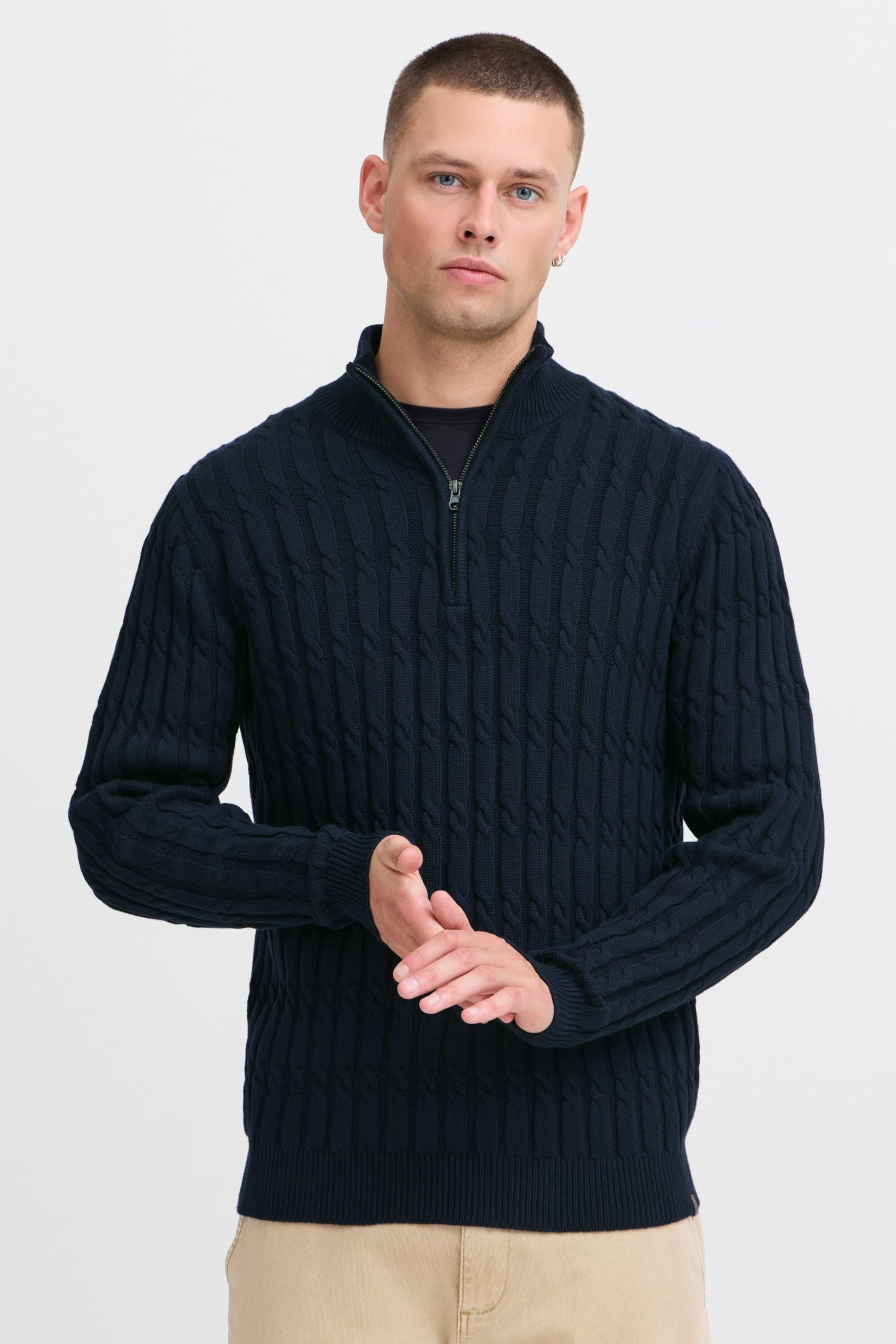 Indicode IDPaulo Herren Strickpullover Troyer Grobstrick Pullover