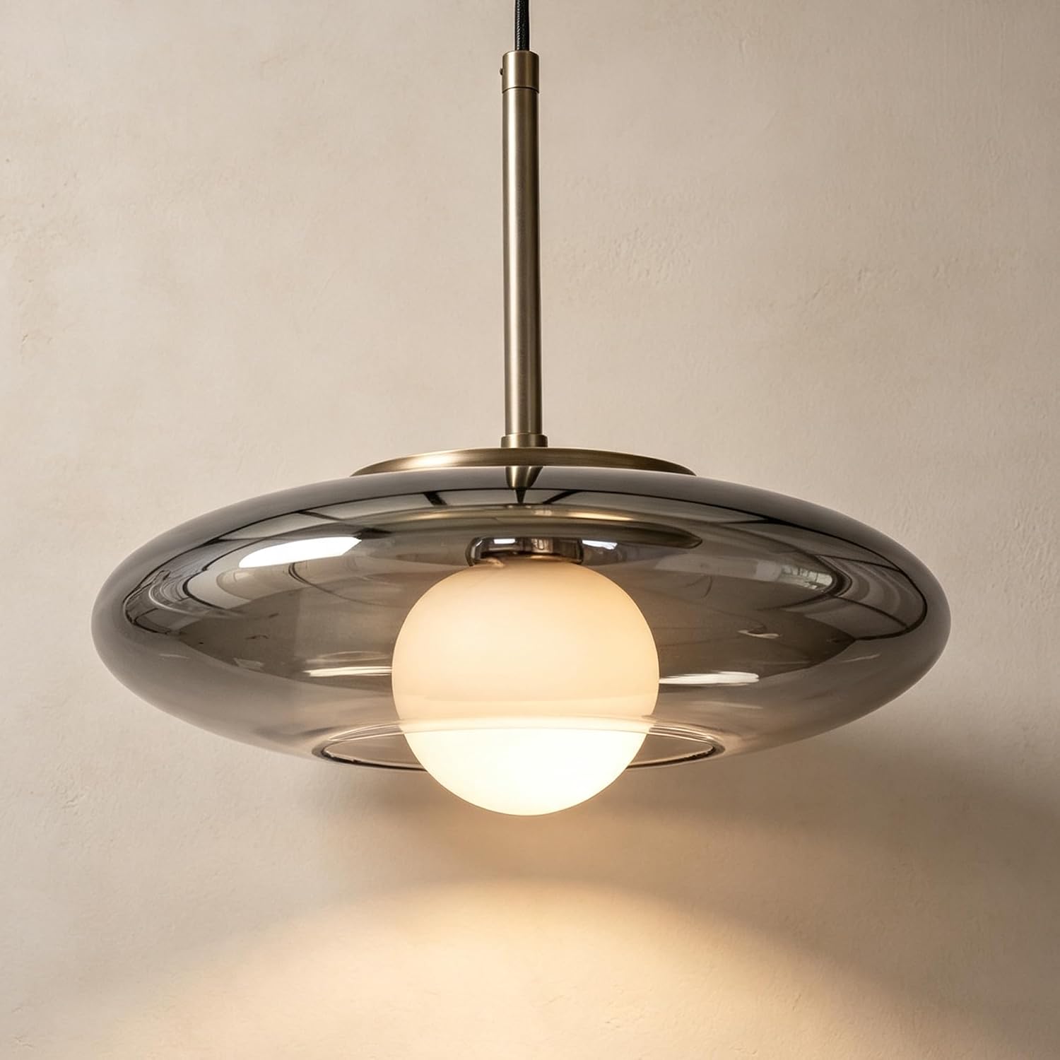 Modern Smoked Grey Hand Blown Organic Glass Pendant Lights Fixture 1-Pack