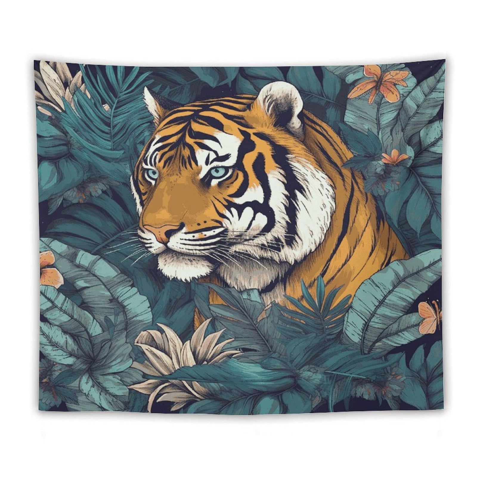 LDGSUPH Tropical Tiger Tapestry Wall Hanging Decor Anti-fading Aesthetic Wall Tapestries Fashion Wall Blanket Decor Modern Wall Art Tapestry for Bedroom Home Decor 50"x60"