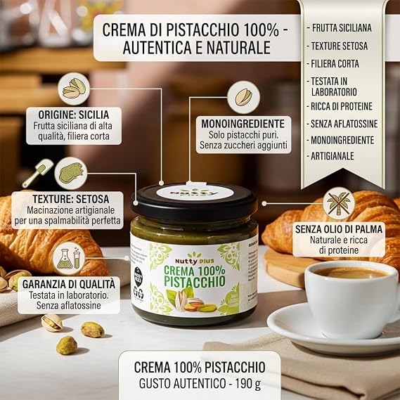 100% Pistachio Cream 190 g Nuttyplus - Artisan Processing