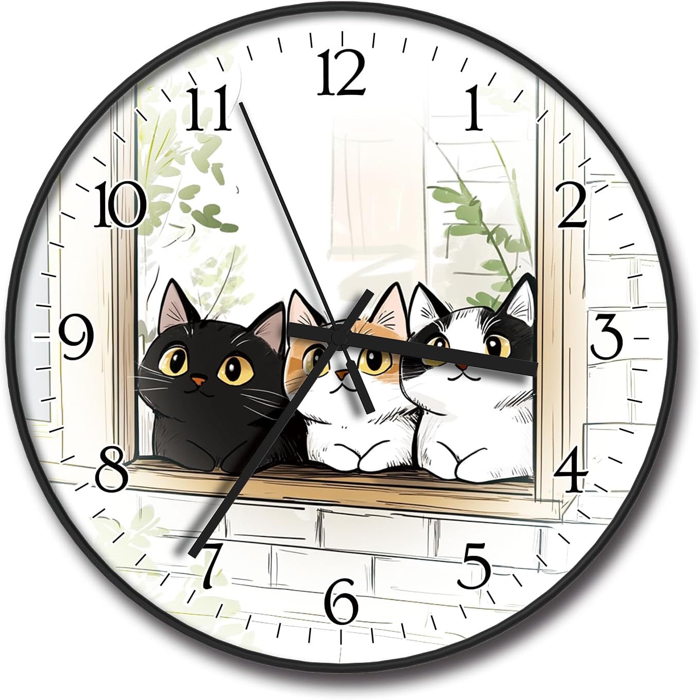 8 inch Decorative Wall Clock Battery Operated, Cat Pattern