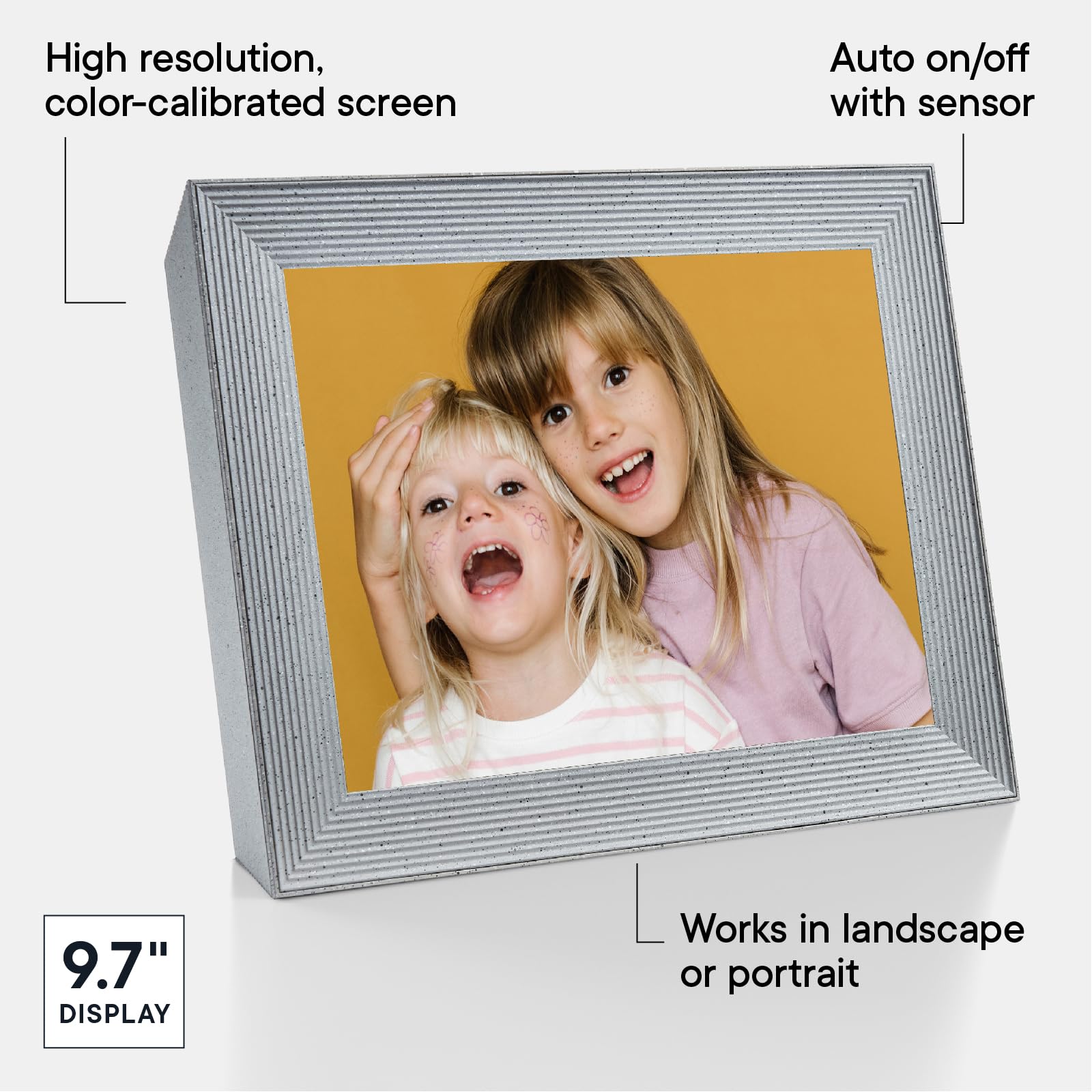 Aura Cadre photo numérique Mason Luxe écran 2K Wi-Fi 9,7 pouces | Le meilleur cadre numérique à offrir | Envoyez vos photos depuis votre téléphone | Installation rapide et facile grâce à l’application