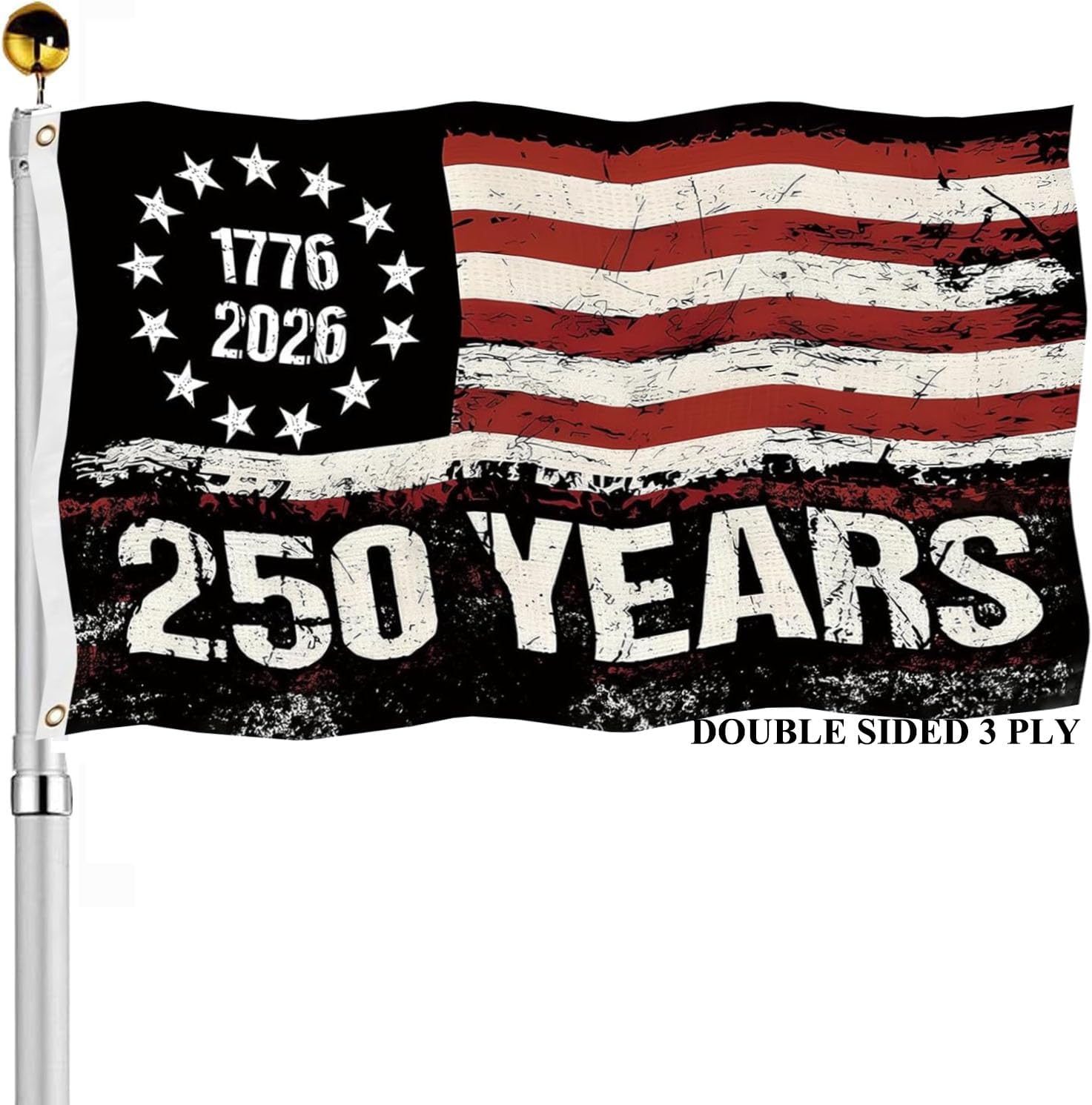 250 Anniversary USA Betsy Ross Flags 3x5 Outdoor Double Sided- Patriotic 1776 2026 US Commemorative Flag Vintage 3 Ply Heavy Duty with 2 Brass Grommets for Outside Oudoor