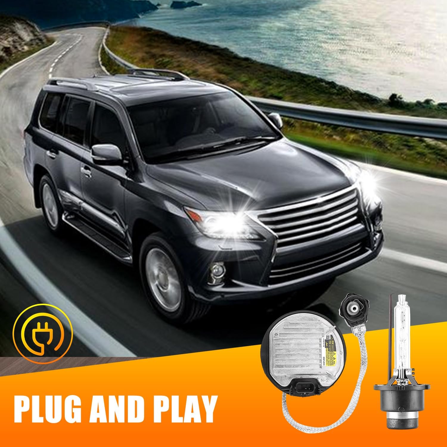 2pcs Xenon HID Headlight Ballast with Igniter & D4S Bulb for Lexus GS LX RX 350 450h 570,for Toyota Avalon Prius Sienna Venza,Replaces OE 8596708020 8110775020 8596775020,Ballast Control Module