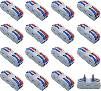 SPL-2 One-Touch Connectors, Set of 16, 2-Way 4 Ports, Plug-in Connectors, Electrical Wiring Supplies SPL-2