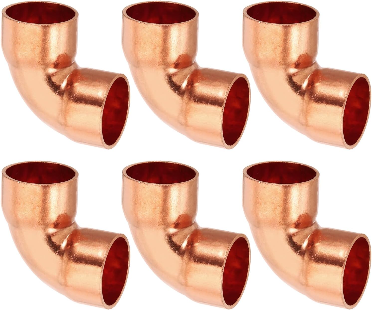 PATIKIL 1 1/8" ID 1mm Thick Elbow Copper Fitting, 4pcs 99.9% Pure Copper Pipe Fitting 90 Degree Short Radius Tube Connector Sweat Solder for HVAC Refrigeration System