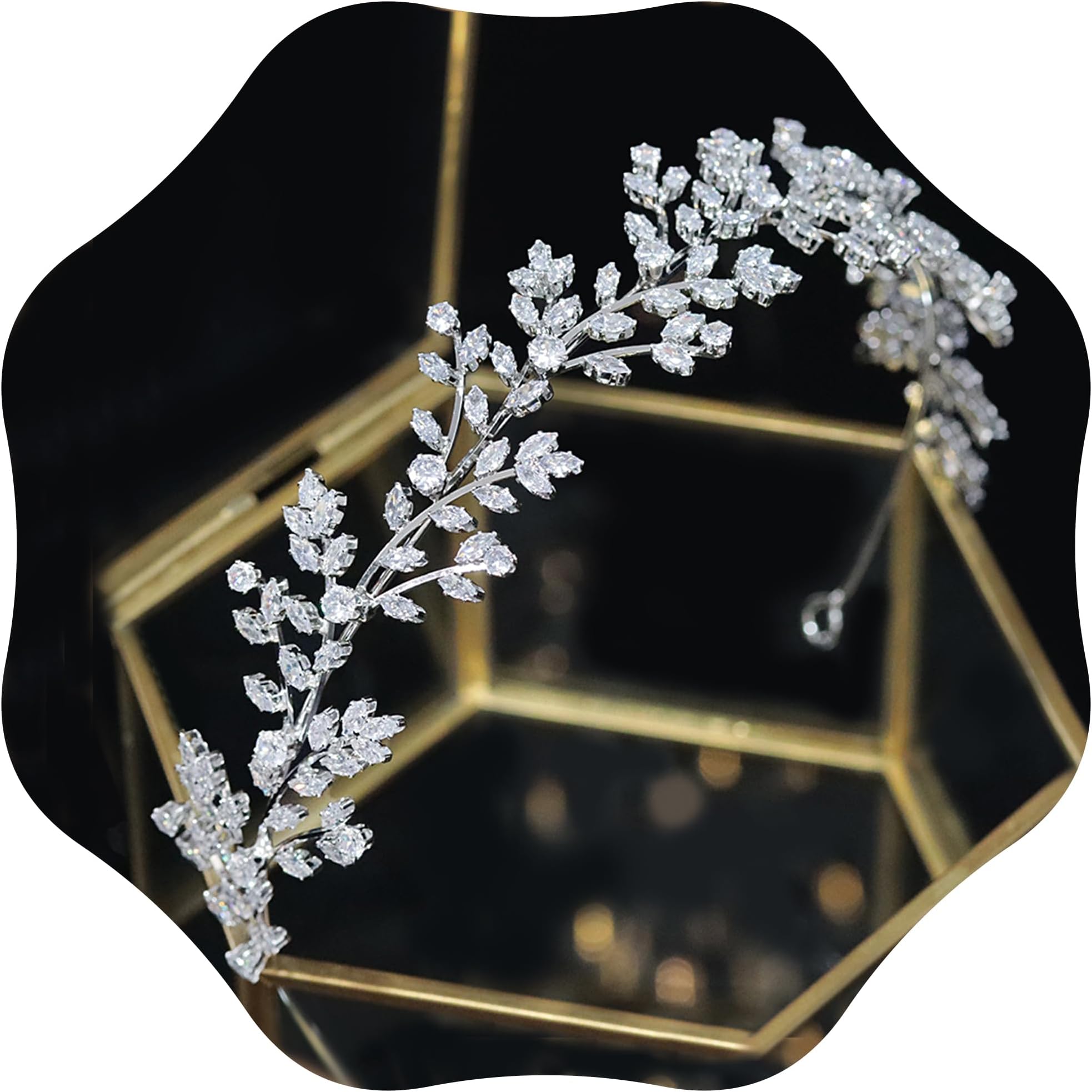 Jorsnovs Fashion Bridal Headpieces for Wedding Bride Hair Accessories Cubic Zirconia Headbands for Women CZ Birthday Gifts