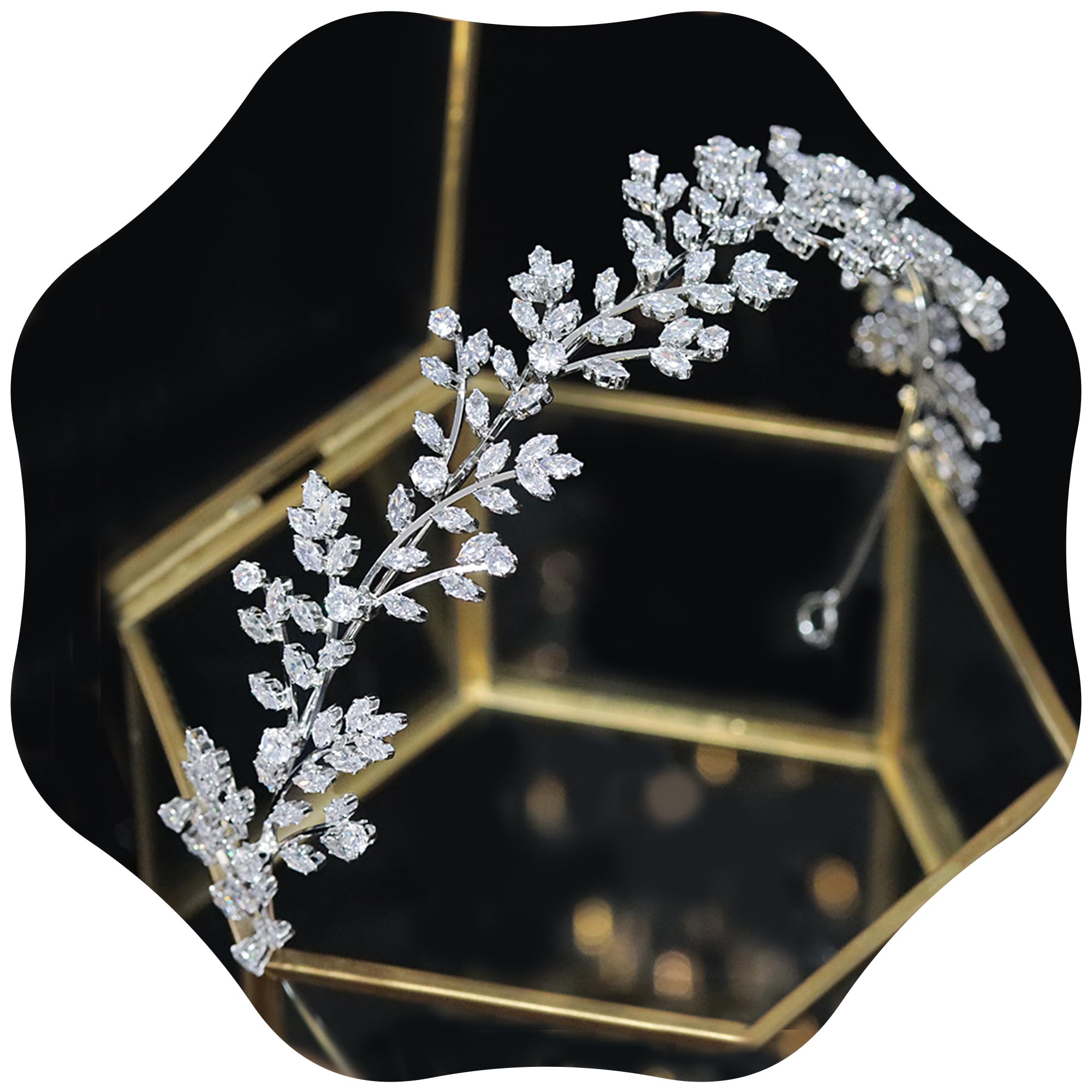 Jorsnovs Diadema de circonita cúbica brillante, tiaras de boda, novia, diadema de circonita cúbica dulce de 16 princesas, tocados de concurso, joyería para el cabello, regalo para mujeres
