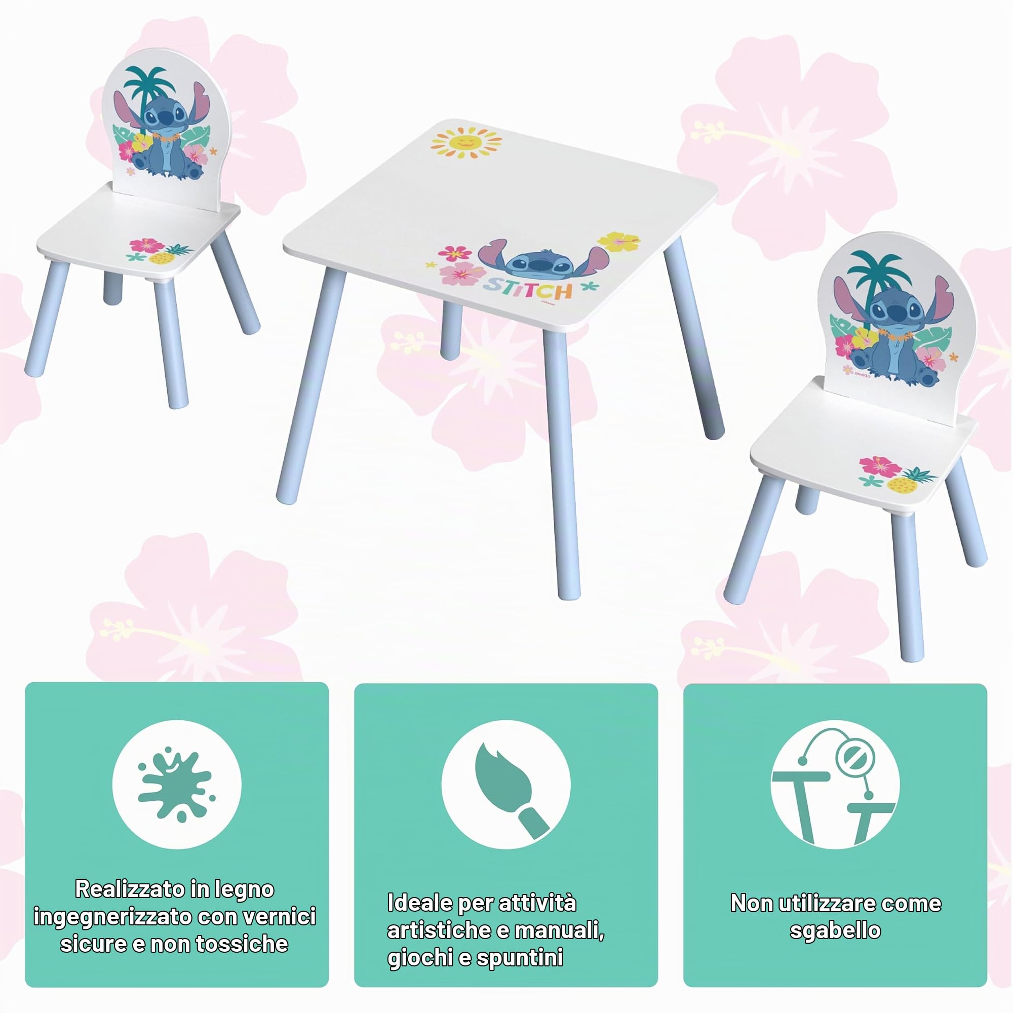 Disney Set tavolino con 2 sedie Stitch