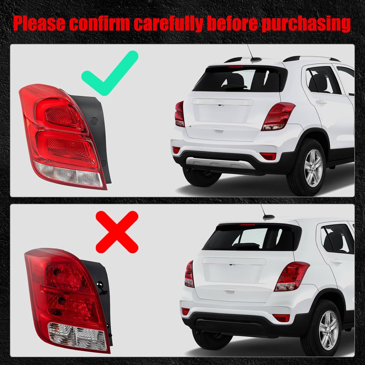 Huray Left LED Tail Light Fit for Chevy Trax 2017-2022 LH Taillight Back lamp Rear Brake Lamp Assembly OE Style Replacement for GM2800298 (Driver Side)