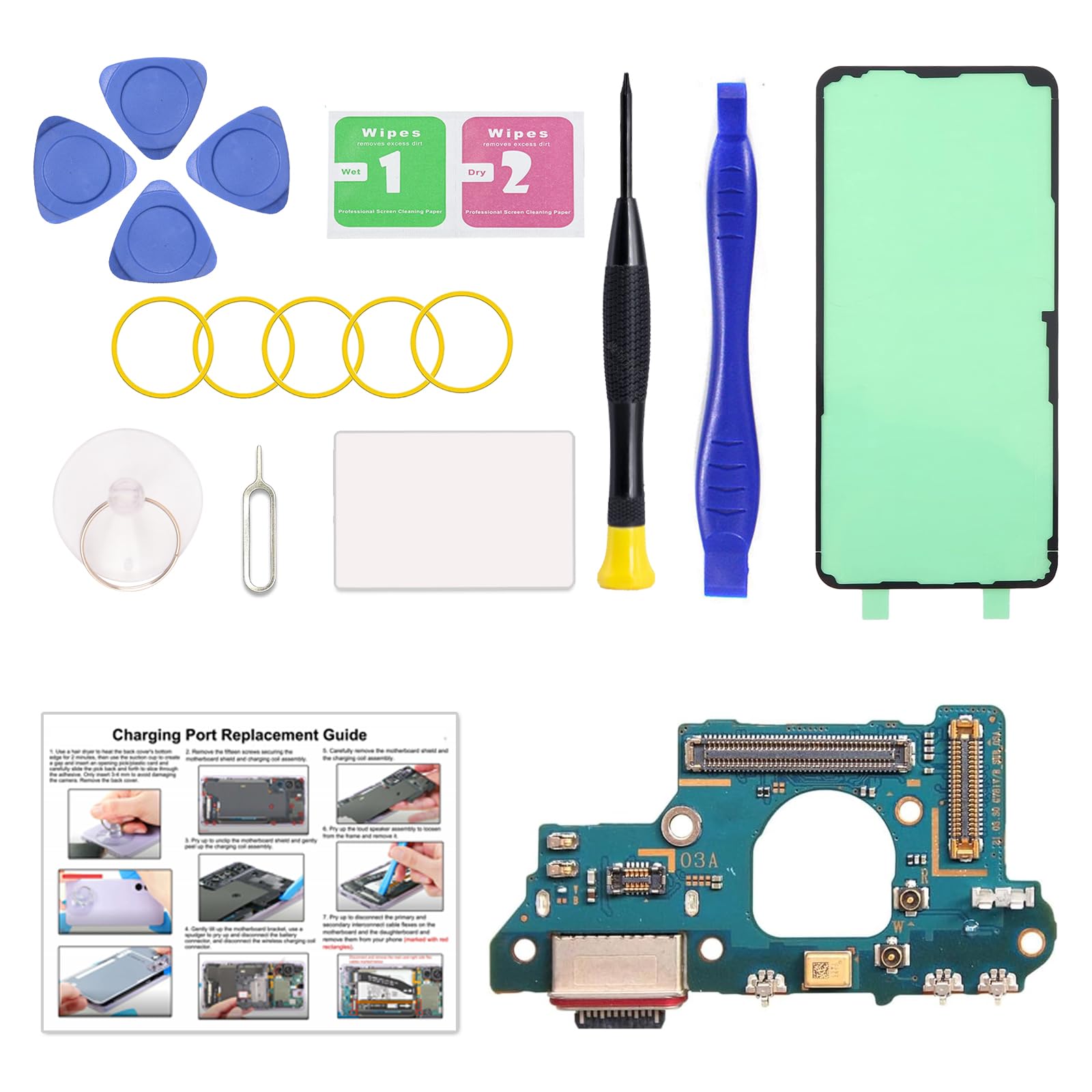 for Galaxy S20 FE USB Charging Board Port Replacement US Version, Type C Dock Board Connector for Samsung Galaxy S20 FE SM-G781U/U1/W/V with Tools & Instruction
