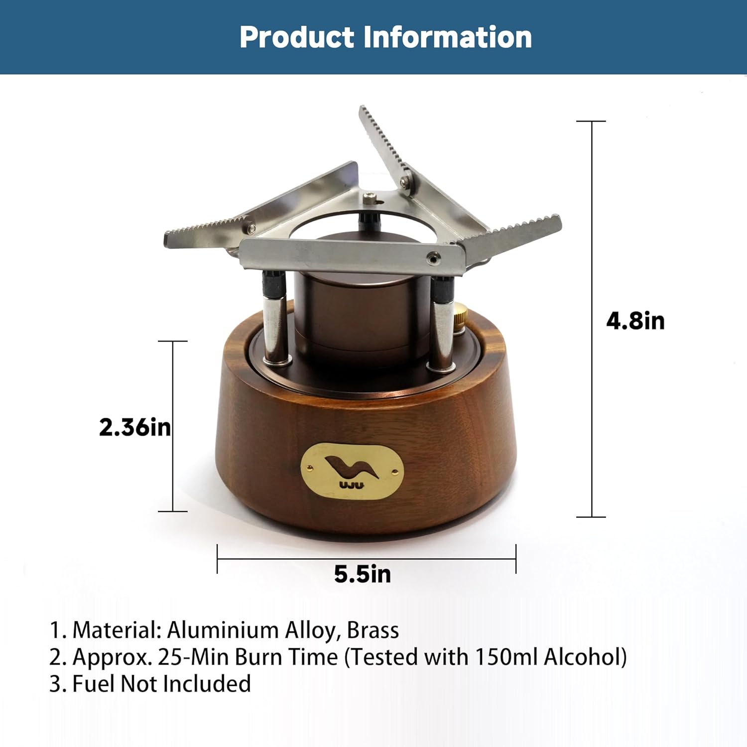 Portable Spirit Burner Stove Set with Storage Bag and Wooden Base, Outdoor Cooking Stove for Trekking, Fishing, Hunting, Camping and Emergency Use